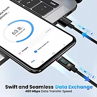 Portronics Konnect View – 66W Type-C Cable, LED Indicator, 1.2M Length, Fast Charging, Durable Design, Compatible with Laptops, Smartphones, and Tablets, Ideal for Home and Office Use.
