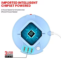 Portronics Power Plate 9 – Features 8 sockets and 3 USB ports for versatile charging. Compact design in blue, perfect for home or office use. Safe and efficient power distribution.