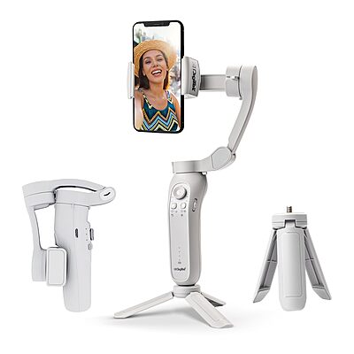 DIGITEK® (DSG-007F) 3-Axis Gray Smartphone Gimbal - Wide Angle Handheld Vlogging Stabilizer
