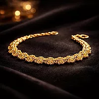 Impon Gold Plated Lakshmi Coin Bracelet for Women | Traditional Temple Design Hand Chain | Goddess Lakshmi Motif Jewelry