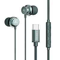 Ambrane Type C Wired in Ear Earphones with in-Line Mic for Clear Calling,1.2M Cable,10Mm Dynamic Drivers for Boostedbass,Control Buttons for iPhone 15,Samsung&Type C Devices Stringz 38C