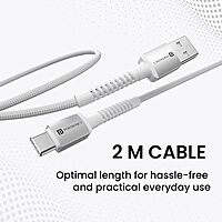 Portronics Konnect X – 3A USB to Type-C Cable, 2M White, durable and fast charging, perfect for data transfer and syncing, compatible with various devices, tangle-free design, ideal for everyday use.