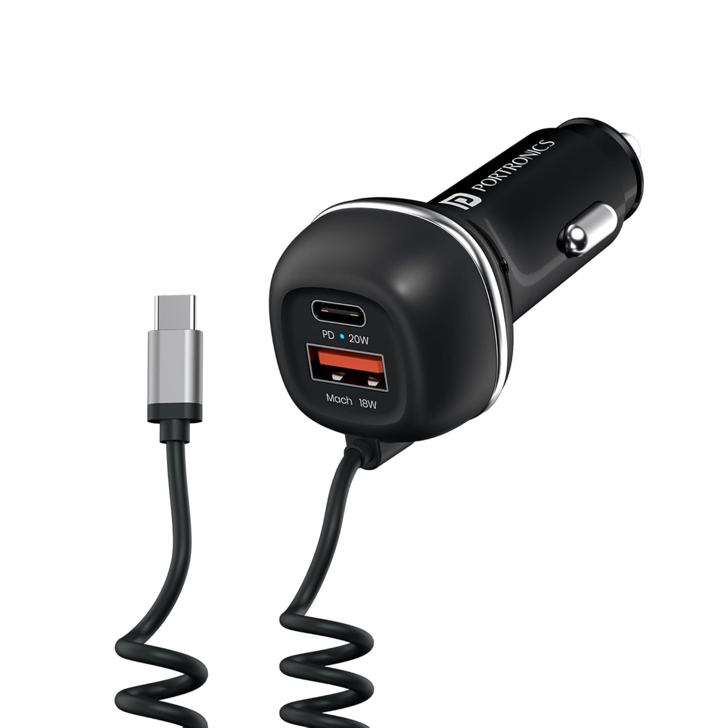 Portronics Car Power 65 – 65W Fast Charger with 100W Cable, designed for rapid charging on the go. Compact, efficient, and compatible with various devices. Perfect for road trips and daily commutes.