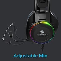 Zebronics Jet Premium Wired Gaming On Ear Headphone with LED Light for earcups, 40mm Neodymium Drivers, 2 Meter Braided Cable, Flexible mic, Suspension Headband, 3.5mm + USB Connector