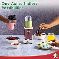 Wonderchef Nutri-blend Activ Mixer Grinder Blender, Smoothie Maker, 500W 22000 RPM 100% Full Copper Motor, 2 Unbreakable Jars Red