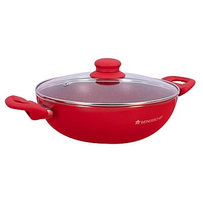 Wonderchef Royal Velvet 26 cm Non-Stick Kadhai with Lid 3 mm Thickness  3.2 litres