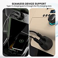 Portronics 40W Dual Type-C Car Charger PD Fast Charging for Cars & Mobile Phones Black