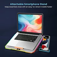 Portronics My Buddy Air Pro Laptop Cooling Pad – 6 Cooling Fans | 5-Level Angle & Height Adjustable | 10 RGB Light Modes | Mobile Stand | USB Powered | For Laptops Up to 17 Inches