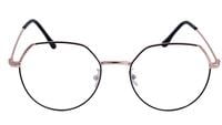 Female Oversized Spectacle Frames. Transparent ARC Lens. Rose Gold & Black Color Metal Frame.