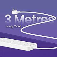 Portronics Power Plate 23 Extension Board – 8 Sockets, USB & 20W Type-C PD, White