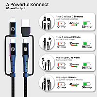 Portronics Konnect J8 – 3-in-1 60W Fast Charge Cable, 1.2M. Versatile charging solution for multiple devices. Durable design, high-speed charging, and convenient length for easy use.
