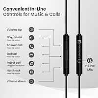 Portronics Conch Theta C – Type-C Earphones, with built-in Mic, sleek design, superior sound quality, comfortable fit, perfect for music lovers and calls, available in stylish black color.