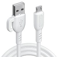 Portronics Konnect Core 3 – USB-A to Micro USB Cable, 1.5m, Durable, Fast Charging, Data Sync, Compatible with Smartphones, Tablets, White, Ideal for Home and Office Use.