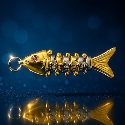 Sterling Silver Fish Pendant | Golden colour Finish Sterling Silver Fish Pendant | Golden colour Finish