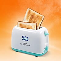Kent 16105 Crisp Pop Up Toaster 750 Watts | 2 Slice Automatic Pop Up Electric Toaster | 6 Heating Modes | Auto Shut Off | Removable Bread Crumbs Tray | White