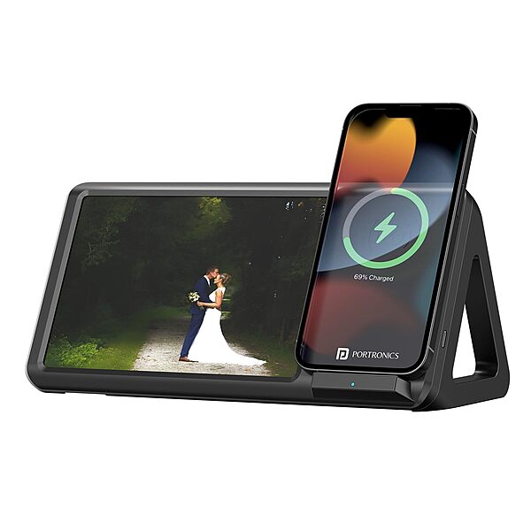 Portronics Freedom 5 – 15W Wireless Charger & Photo Frame combines functionality with style. Charge your devices wirelessly while displaying your favorite photos in a sleek, modern design.
