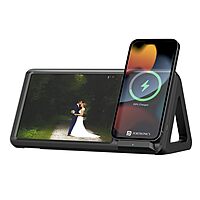 Portronics Freedom 5 15W Wireless Charger & Photo Frame – iPhone 12+ | Black