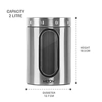 MILTON Steel Crispy 2000 Storage Jar, 2 Litres, Silver  Light Weight Odour Proof  Dishwasher Safe