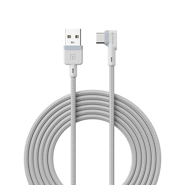 Portronics Konnect L Fast Charging 3A Type-C Cable 2 Meter with Charge & Sync Function for All Type-C Devices (Grey)