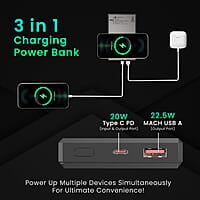 Portronics Luxcell MagClick 10k 10000 mAh 15W Magnetic Wireless Fast Charging Power Bank Premium Finish, 22.5 Wired Output
