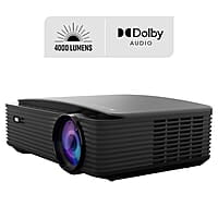 ZEBRONICS PIXAPLAY 16 Dolby Smart LED Projector, 4000 Lumens, 4K Support, 200 Inch Screen Size, USB, HDMI, AV, AUX, WIFI, 1080p Native, Supports Bluetooth, APP Support, Miracast, Airplay