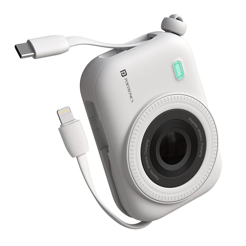 Portronics 3017 Power Shutter Wireless Charge 20K Power Bank– 20000mAh | 15W  | White