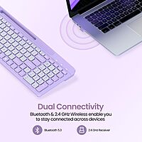 Portronics Bubble Square Bluetooth + Wireless Keyboard – Multimedia Keys |  Purple | 1 Year Warranty
