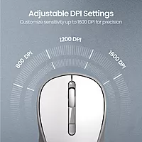 Portronics Toad 34: Sleek White Wireless Mouse featuring USB connectivity and adjustable DPI settings for precision. Ergonomic design ensures comfort during long hours of use. Perfect for work!