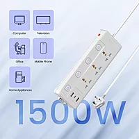 Portronics Power Plate 18 – Features 3 AC sockets, USB-A and USB-C ports, delivering up to 1500W. Ideal for charging multiple devices simultaneously, compact design for home or office use.