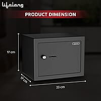 Lifelong Home Safe Locker with Key for Home, 8.6 Litre Capacity, 3 Live Bolts, 5mm Sturdy Metal Door
