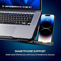Portronics My Buddy AIR 4 Laptop Stand – Multi-Level | RGB Lighting | Cooling Fan | Black