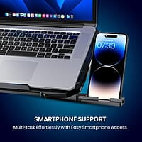 Portronics My Buddy Air 4 Laptop Cooling Pad with Triple Cooling Fans, Multi-Level Height Adjustable, Mobile Holder