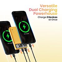 Portronics Luxcell Mini 10K Power Bank – 10000mAh | 22.5W Max Output | Type-C PD Output | USB-A Output | LED Indicator | Wake-Up Button | Yellow