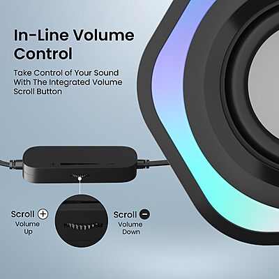 Portronics In Tune 4 Wired Speaker – 6W USB Powered | RGB Lights | 3.5mm AUX | Black
