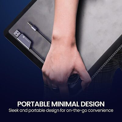 Portronics Auto 21 Bluetooth v5.3 Receiver for Car | Handsfree Calling | Black | 1 Year Warranty