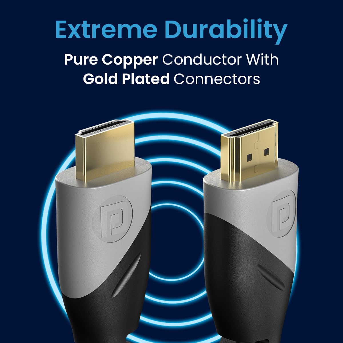 Portronics Konnect Sync – 4K HDMI Cable, 10M, Black, delivers stunning 4K video and audio quality. Perfect for connecting devices like TVs, projectors, and gaming consoles for an immersive experience.