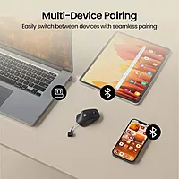 Portronics Toad Mino: A sleek, compact Bluetooth mouse featuring dual mode connectivity for seamless switching between devices. Perfect for on-the-go productivity and effortless navigation.