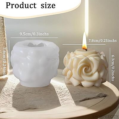 Silicon Mold Candle Valentine Rose Pillar