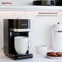 Lifelong Single Cup Coffee Maker- 350 W Coffee Machine for Single Serve, Rapid Coffee Brewer Technology with 125ml