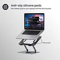 Portronics My Buddy K9 Laptop Stand – Metal Build | Extendable & Rotatable | Black | 1 Year Warranty