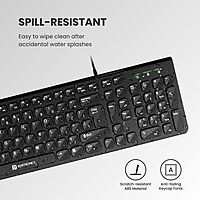 Portronics Ki-Pad 2 USB Wired Keyboard – 104 Keys | Dual Color Chicklet Keys | Rupee Symbol (₹) Key | Noiseless Typing | 1.5m Long Cable | 10 Million Keystrokes | Black