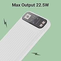 ZEBRONICS MB10000S13 Power Bank, 10000 mAh, Rapid Charge, 22.5W Output, Dual USB Output, PD 3.0 Type C, Built in Protections, Percentage Indicator, Made in India