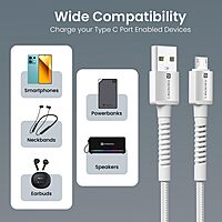 Portronics Konnect X USB-A to Micro USB Cable 3A Fast Charging Data Sync 1M White
