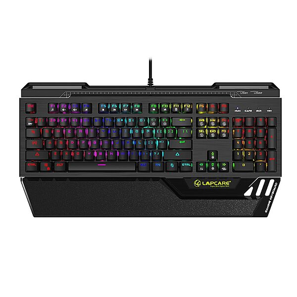 LAPCARE Champ (LGK-108) Mechanical RGB Gaming Keyboard – Full Anti-Ghosting | Blue Tactile Switches | Spillproof | 2 USB Passthrough | RGB LED Backlit | 50M Keystroke Lifespan
