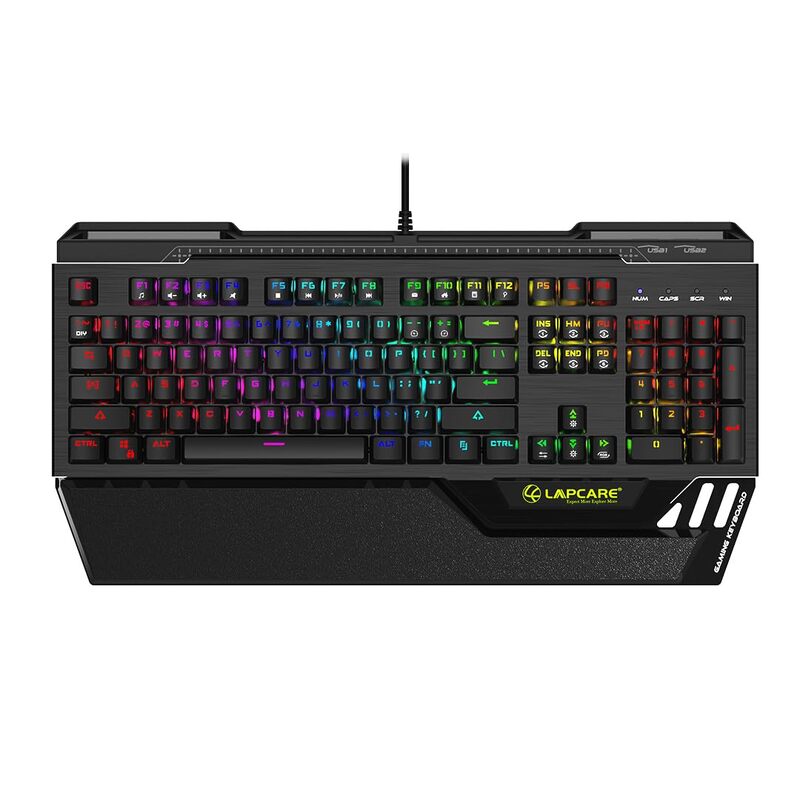 LAPCARE Champ (LGK-108) Mechanical RGB Gaming Keyboard – Full Anti-Ghosting | Blue Tactile Switches | Spillproof | 2 USB Passthrough | RGB LED Backlit | 50M Keystroke Lifespan