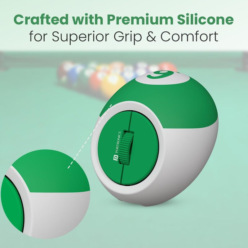 Portronics ToadPlay Billiard Mini Wireless Mouse – Dual Mode BT & 2.4GHz| Green | 1 Year Warranty
