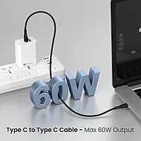 POR 2883 Konnect Core 3 C-C – 60W Type-C to Type-C PVC Cable | 1M | Black | 06 Months