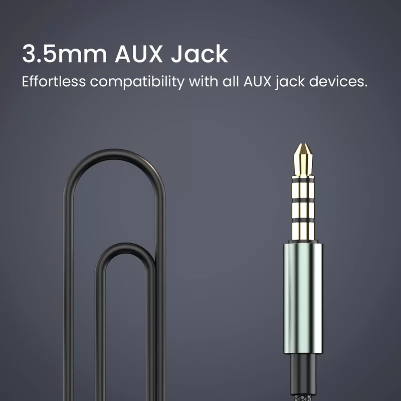 Portronics Conch Tune A – 3.5mm Earphones with Mic, featuring a durable braided cable for tangle-free use, delivering clear sound quality and comfort for an enhanced listening experience.