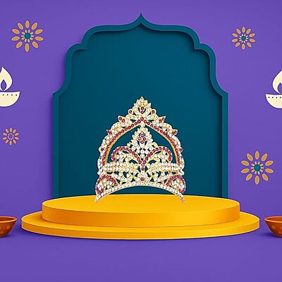 God Ornament God,Goddess Red Stone Crown(or) kireedam