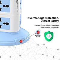 Portronics Power Plate 9 – Features 8 sockets and 3 USB ports for versatile charging. Compact design in blue, perfect for home or office use. Safe and efficient power distribution.